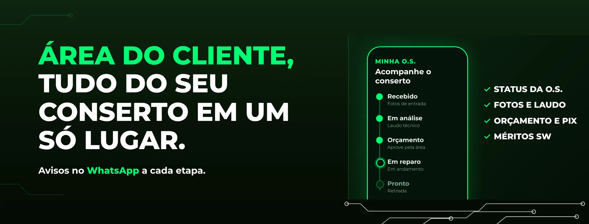 Área do Cliente: tudo do seu conserto em um só lugar